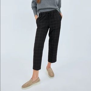 Aritzia Babaton The Group Jimmy Wool Plaid Charcoal Pant
